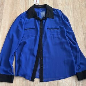 Mine Women's  Royal Blue and Black Blouse